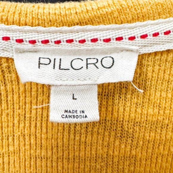 Anthropologie Pilcro Ruffled Raglan Thermal Top Gold Women's Size Large - Picture 6 of 7